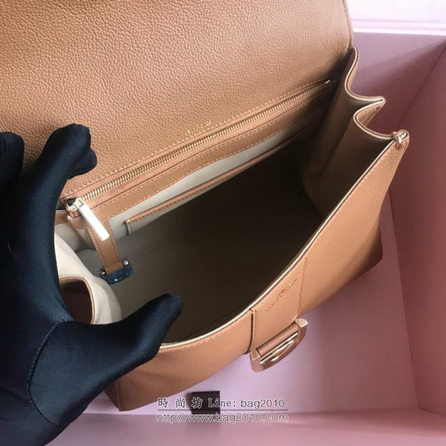 DELVAUX女包 2019春夏最新色 專櫃原廠皮 德爾沃女手提包 DV0020焦糖 中號 Delvaux單肩斜挎包  fcs1171